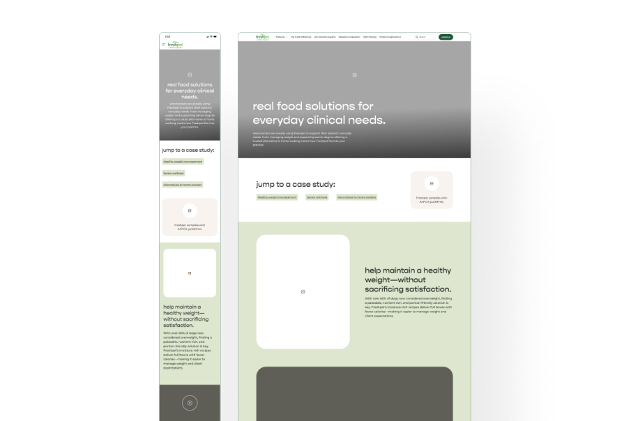 Freshpet Vet interface detail — left